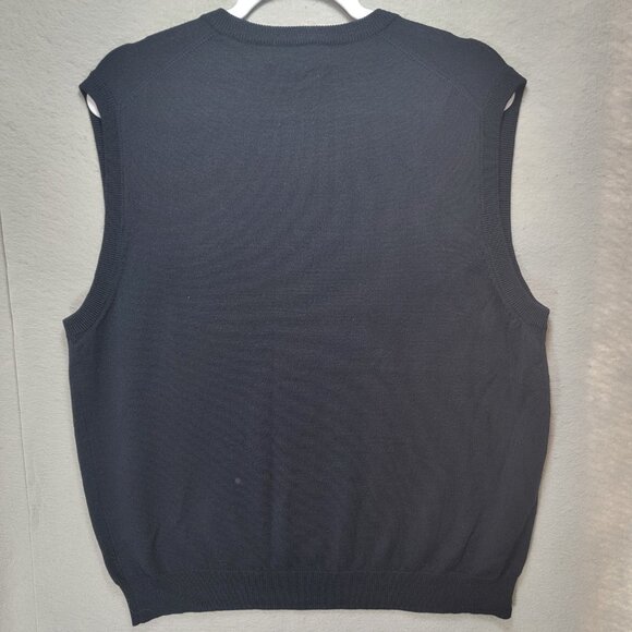 Brooks Brothers Sweater Vest Men L Wool Knit Vneck Pullover Blue Preppy Office - Picture 2 of 9